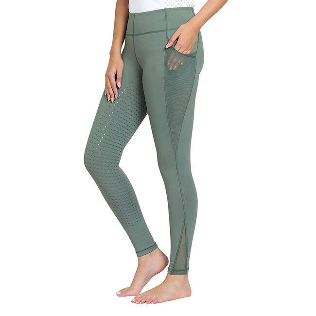 TuffRider Women's Minerva EquiCool Full Seat Tights - Duck Green image number null