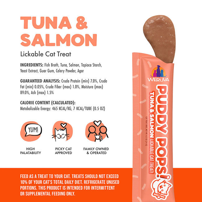 Weruva Puddy Pops Lickable Cat Treats - Tuna & Salmon - 5-Pack image number null