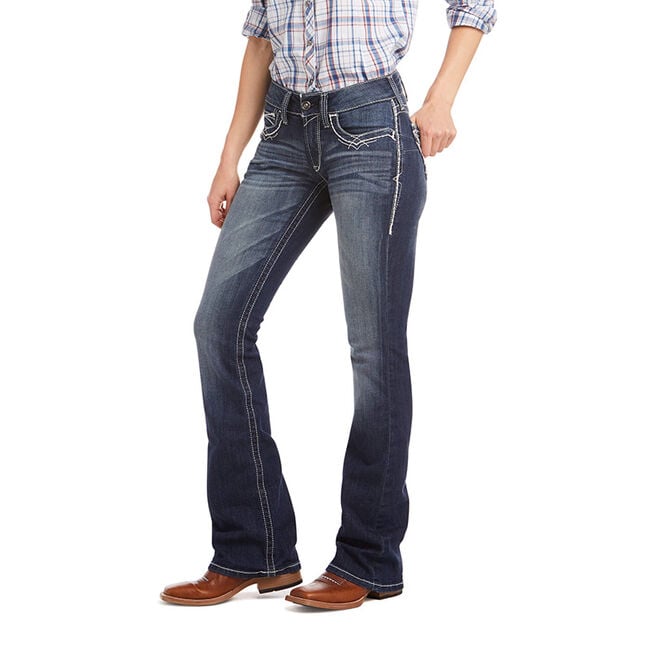 Ariat Women's R.E.A.L Mid Rise Stretch Entwined Boot Cut Jean - Marine image number null
