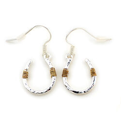 Wyo-Horse Earrings - Wire-Wrapped Horseshoes - Silver