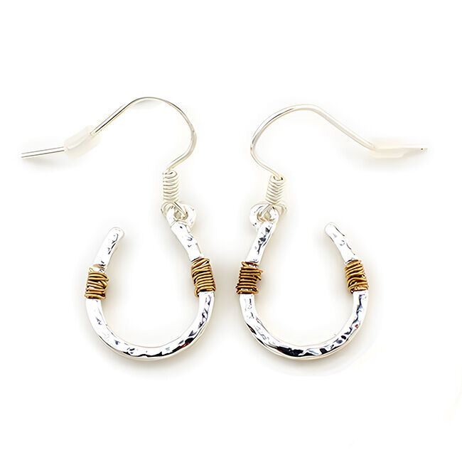 Wyo-Horse Earrings - Wire-Wrapped Horseshoes - Silver image number null