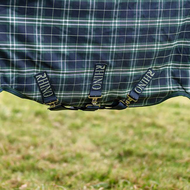 Horseware Rhino Plus Turnout with Vari-Layer (250g Medium) - Hunter Check/Green/Navy image number null