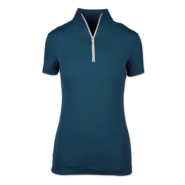 Tailored Sportsman Women's Short Sleeve IceFil Zip Top Shirt - Dark Slate/White/Silver image number null