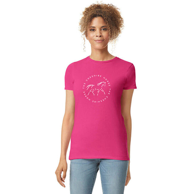 The Cheshire Horse Women's Round Logo Tee - Dark Pink image number null