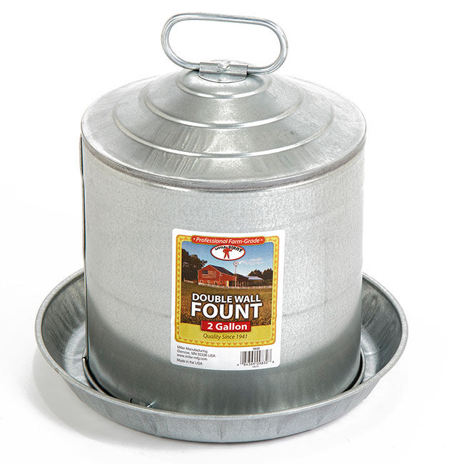 Little Giant 2 Gallon Double Wall Metal Poultry Waterer  image number null