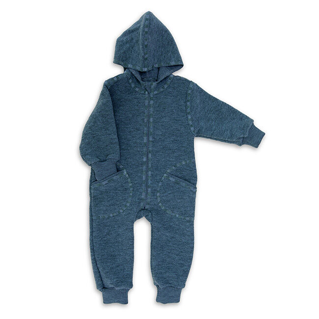 Engel Baby & Kid 100% Wool Hooded Overall with Zipper - Pacific Melange image number null