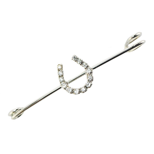 Finishing Touch of Kentucky Stock Pin - Rhinestone Horseshoe - Silver & Crystal image number null
