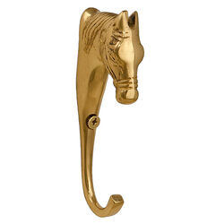 Horse Fare 3-7/8" Brass Horse Head Hook