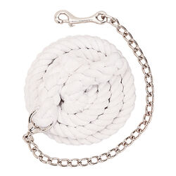 Weaver Equine Cotton Lead Rope with Nickel-Plated Chain & 225 Snap - White