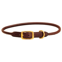Tory Leather Rolled Leather Dog Collar - Havana