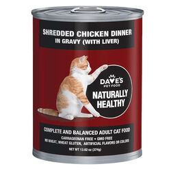 Dave's Pet Food Naturally Healthy Cat Food - Shredded Chicken Dinner in Gravy with Liver