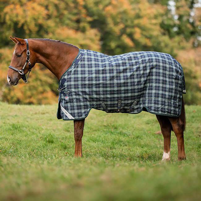 Horseware Rhino Plus Turnout with Vari-Layer (250g Medium) - Hunter Check/Green/Navy image number null