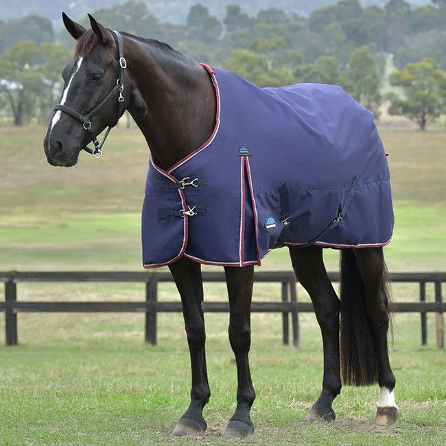 WeatherBeeta ComFiTec Essential Turnout with Standard Neck (0g Fill) - Navy/Burgundy image number null