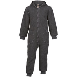 Engel Baby & Kid 100% Wool Hooded Overall with Zipper - Lava Gray Melange