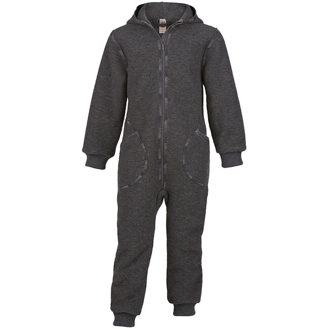 Engel Baby & Kid 100% Wool Hooded Overall with Zipper - Lava Gray Melange image number null