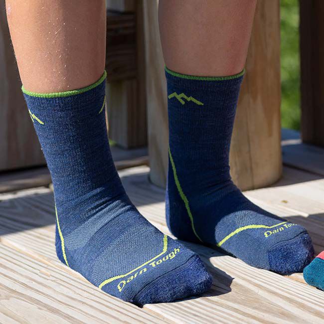 Darn Tough Kids' Light Hiker Micro Crew Lightweight Hiking Sock - Denim image number null