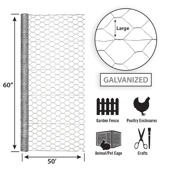 Garden Craft Galvanized Hex Poultry Netting image number null