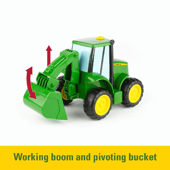 TOMY John Deere Lights & Sounds Farmin' Friends Toy Hauling Set with Truck & Backhoe Tractor image number null