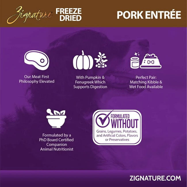 Zignature Freeze-Dried Dog Food - Pork Entree image number null