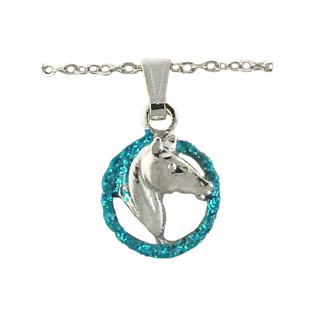 Finishing Touch of Kentucky Necklace - Horse Head in Rope - Turquoise Glitter image number null