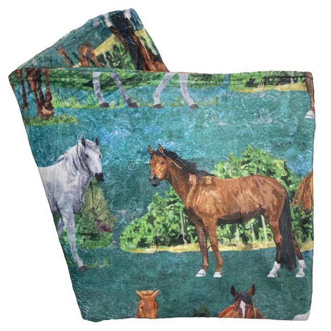 Kelley and Company Plush Throw Blanket - Tropical Horses image number null