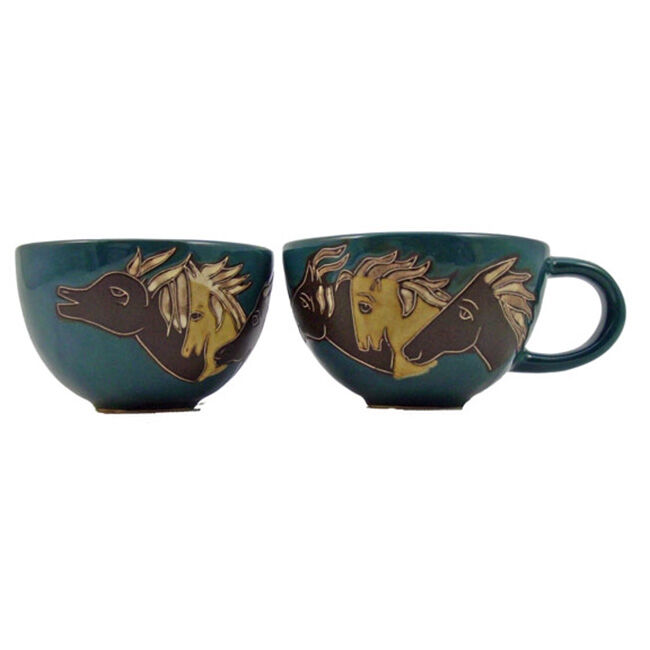 Galleyware Mara Stoneware Latte Mug - Horses - Green image number null