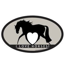 Horse Hollow Press Oval Bumper Sticker - "I Love Horses"