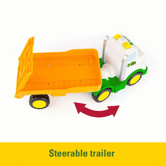 TOMY John Deere Lights & Sounds Farmin' Friends Toy Hauling Set with Truck & Backhoe Tractor image number null