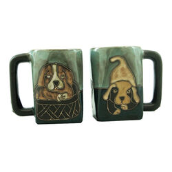 Galleyware Mara Stoneware Square Mug - Playful Pups