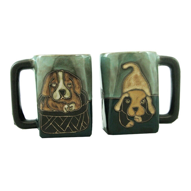 Galleyware Mara Stoneware Square Mug - Playful Pups image number null