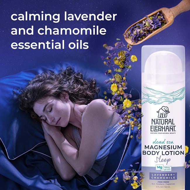 Natural Elephant Dead Sea Magnesium Body Lotion - Sleep: Lavender & Chamomile - 5 oz image number null