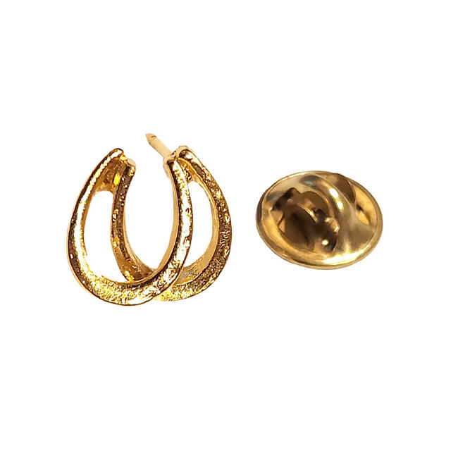 Finishing Touch of Kentucky Double Horseshoe Tack Pin - Gold Finish image number null