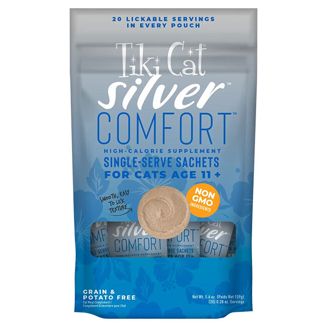 Tiki Cat Silver Comfort High-Calorie Supplement for Senior Cats - Chicken & Chicken Liver Recipe - 20-Pack of Sachets image number null