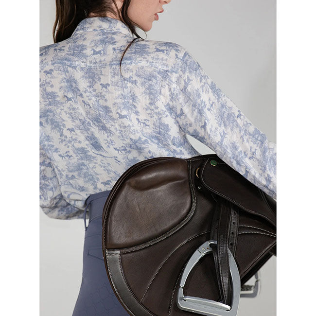 Dapplebay Women's Equestrian Toile Breezy Button Up Top - Moonrise image number null