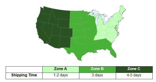 Cheshire Horse zone shipping time map