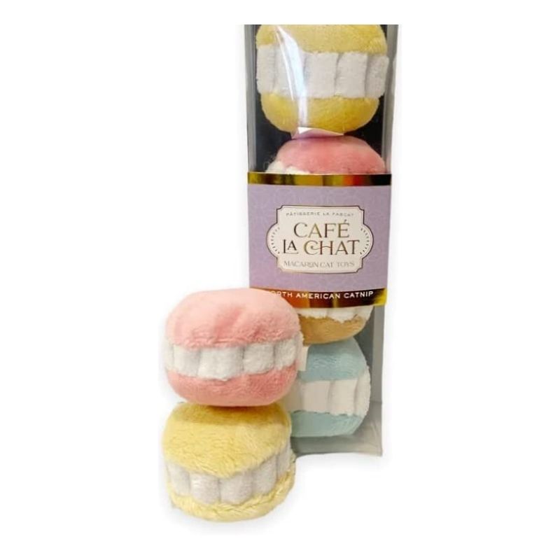 FabCat Cafe La Chat Macarons Catnip Cat Toy 4pc Set The Cheshire Horse