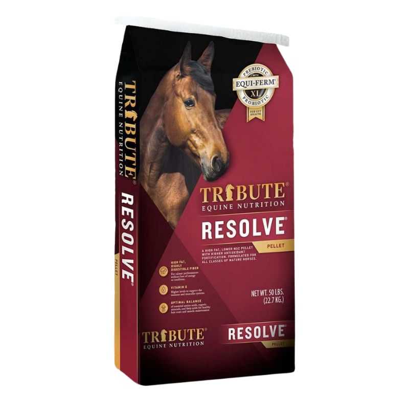Tribute Equine Nutrition Resolve High Fat Horse Feed 50 lb bag The Cheshire Horse