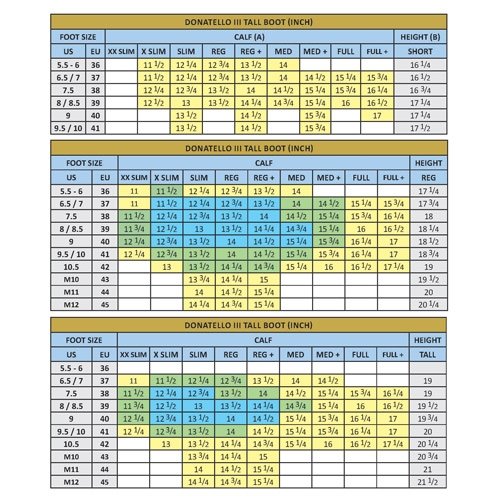 Tredstep Boots Size Chart