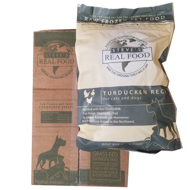 Steve's Real Food Raw Frozen Dog & Cat Food Turducken Nuggets The