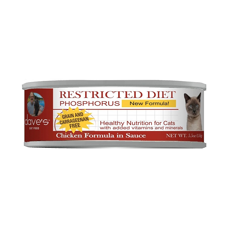 Dave's Cat Restricted Diet Chicken Phosphorus Canned Cat Food 5.5oz