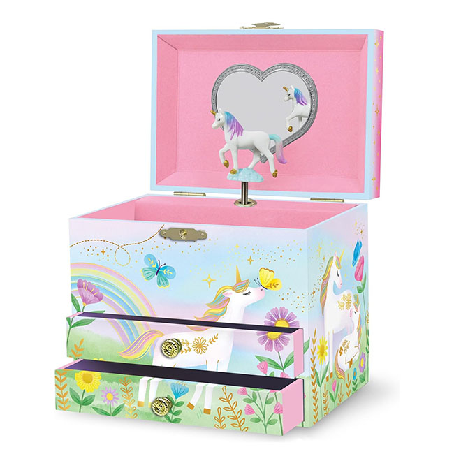 Giggle & Honey 2-Drawer Musical Jewelry Box - Floral Unicorn | The